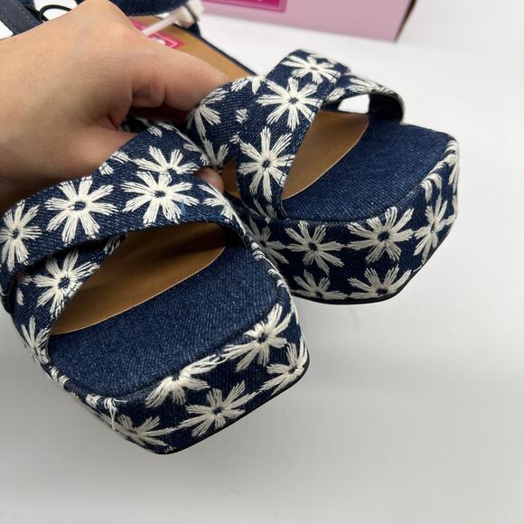 Pop Womens Grandiose Heeled Sandals Blue White Size 9.5M - Picture 8 of 12